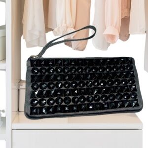 HP🎉Ann Taylor LOFT Black Satin Beaded Clutch Wristlet